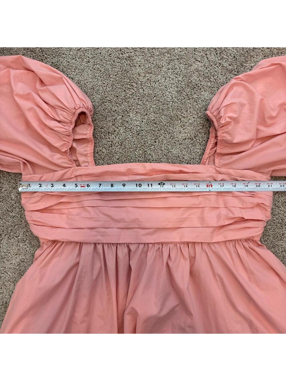 Abercrombie & Fitch Pink Ruched Puff Sleeve Square Neck Mini Dress Preppy Sz XL - Picture 6 of 7